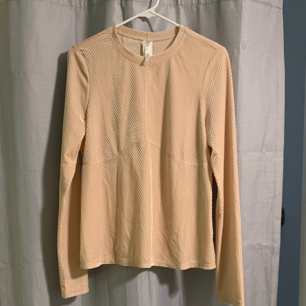 Fabletics Velour Seamed Natural Blush Long Sleeve Top